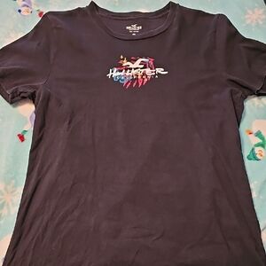 Hollister Navy Tee with Vibrant Graphic